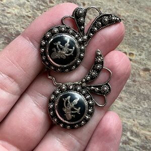 Vintage Or Antique Sterling Siam Dancer Screw-On Earrings
